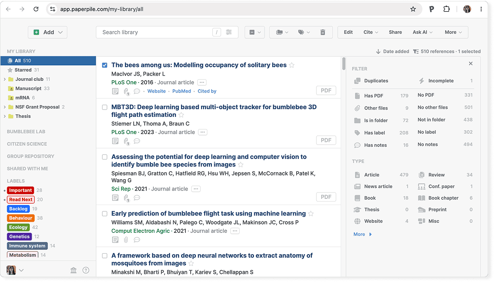 Paperpile web app